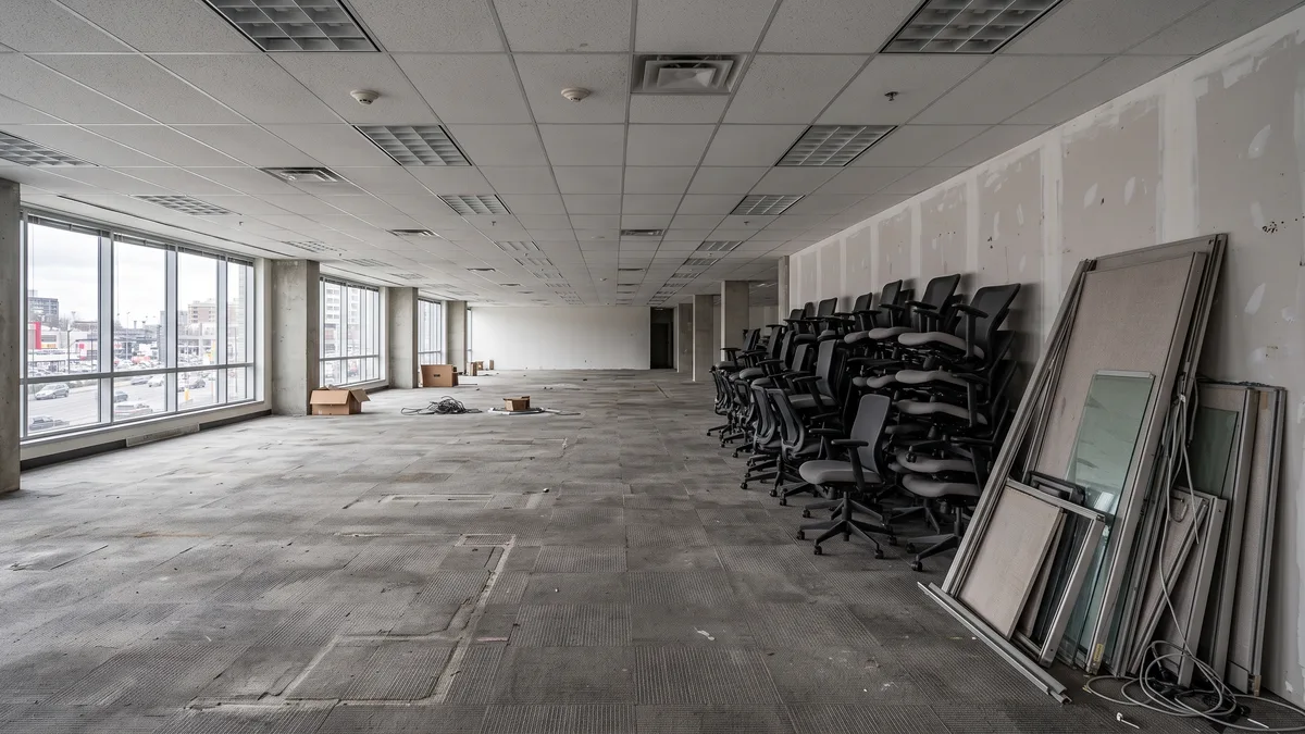 Commercial junk removal team clearing an office space in Wake County, NC